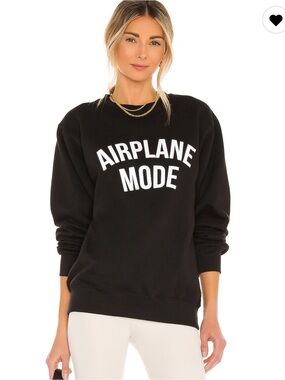 Departure Airplane Mode Crewneck Sweatshirt in Black & White Size Small NWT
